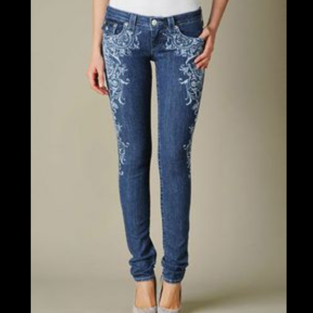 True Religion Swirl Print Skinny Jeans